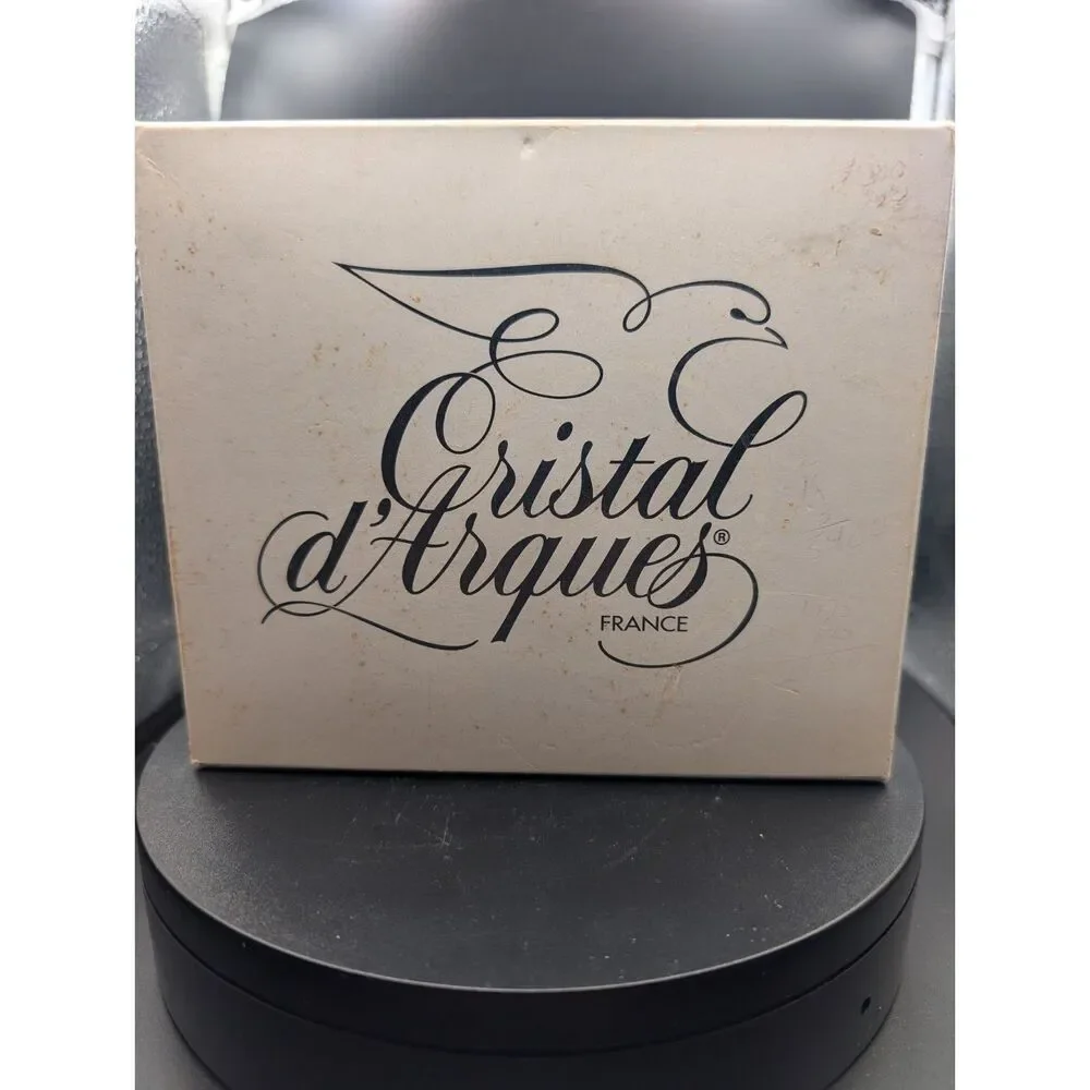Cristal d’Arques Quartz Clock – Etched Rose Glass (NIB)